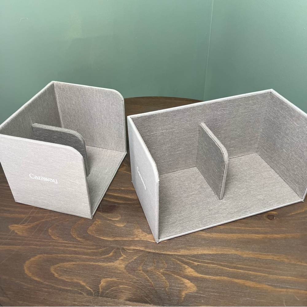 Caraway Food Storage Bin Holder Organizer Cabinet Gray x 2 Gray Canvas Magnetic - Picture 12 of 12